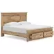 Fenderport Tan King Panel Bed with Storage Footboard