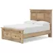 Fenderport Tan Full Panel Bed with Storage Footboard and 2 Side Drawer