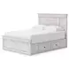 Allihauser Whitewash Full Panel Bed with 4 Side Drawer Storage