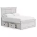Allihauser Whitewash Full Panel Bed with 4 Side Drawer Storage