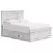 Allihauser Whitewash Full Panel Bed with 4 Side Drawer Storage
