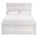 Allihauser Whitewash Full Panel Bed with 4 Side Drawer Storage