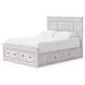 Allihauser Whitewash Queen Panel Bed with Storage Footboard and 4 Side Drawer