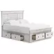 Allihauser Whitewash Queen Panel Bed with Storage Footboard and 4 Side Drawer