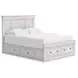 Allihauser Whitewash Queen Panel Bed with Storage Footboard and 4 Side Drawer