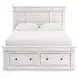 Allihauser Whitewash Queen Panel Bed with Storage Footboard and 4 Side Drawer