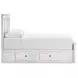 Allihauser Whitewash Queen Panel Bed with Storage Footboard and 4 Side Drawer