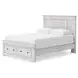 Allihauser Whitewash King Panel Bed with Storage Footboard and 2 Side Drawer