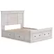 Allihauser Whitewash King Panel Bed with Storage Footboard and 2 Side Drawer