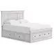 Allihauser Whitewash King Panel Bed with Storage Footboard and 2 Side Drawer