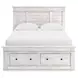 Allihauser Whitewash King Panel Bed with Storage Footboard and 2 Side Drawer