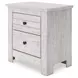 Fenderport Whitewash 2 Drawer Nightstand with USB Charging