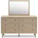 Cielden Brown and Beige 6 Drawer Dresser with Rectangular Mirror