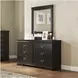 Huey Vineyard Black 6 Drawer Dresser and Rectangular Mirror