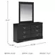 Huey Vineyard Black 6 Drawer Dresser and Rectangular Mirror