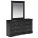 Huey Vineyard Black 6 Drawer Dresser and Rectangular Mirror