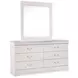 Anarasia White 6 Drawer Dresser and Rectangular Mirror