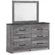 Bronyan Dark Gray 6 Drawer Dresser and Rectangular Mirror