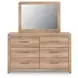 Hollymount Tan and Brown Upholstered Platform Bedroom Set with LED
