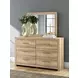 Hollymount Tan 6 Drawer Dresser and Rectangular Mirror