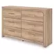Hollymount Tan 6 Drawer Dresser and Rectangular Mirror