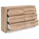 Hollymount Tan 6 Drawer Dresser and Rectangular Mirror
