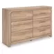 Hollymount Tan 6 Drawer Dresser and Rectangular Mirror