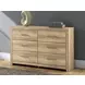 Hollymount Tan 6 Drawer Dresser and Rectangular Mirror