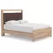 Hollymount Tan and Brown Queen Upholstered Platform Bed with LED