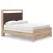 Hollymount Tan and Brown Queen Upholstered Panel Bed with LED