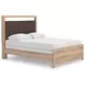 Hollymount Tan and Brown Queen Upholstered Panel Bed with LED