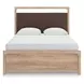 Hollymount Tan and Brown Queen Upholstered Panel Bed with LED