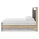 Hollymount Tan and Brown Queen Upholstered Panel Bed with LED