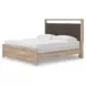 Hollymount Tan and Brown King Upholstered Panel Bed with LED