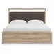 Hollymount Tan and Brown King Upholstered Panel Bed with LED