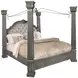 B01550 Gray Upholstered King Canopy Bed