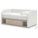 Shapella Tan And White Twin Upholstered Daybed with Storage