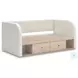 Shapella Tan And White Twin Upholstered Daybed with Storage
