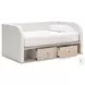 Shapella Tan And White Twin Upholstered Daybed with Storage