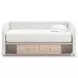 Shapella Tan And White Twin Upholstered Daybed with Storage
