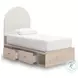Shapella Tan And White Youth Upholstered Panel Bedroom Set with Storage