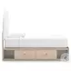 Shapella Tan And White Twin Upholstered Panel Bed with Storage