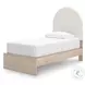 Shapella Tan And White Twin Upholstered Panel Bed