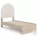 Shapella Tan And White Twin Upholstered Panel Bed