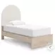 Shapella Tan And White Twin Upholstered Panel Bed