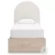 Shapella Tan And White Twin Upholstered Panel Bed