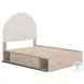 Shapella Tan And White Full Upholstered Panel Bed with Storage