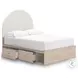 Shapella Tan And White Full Upholstered Panel Bed with Storage