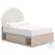 Shapella Tan And White Full Upholstered Panel Bed with Storage