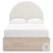 Shapella Tan And White Full Upholstered Panel Bed with Storage